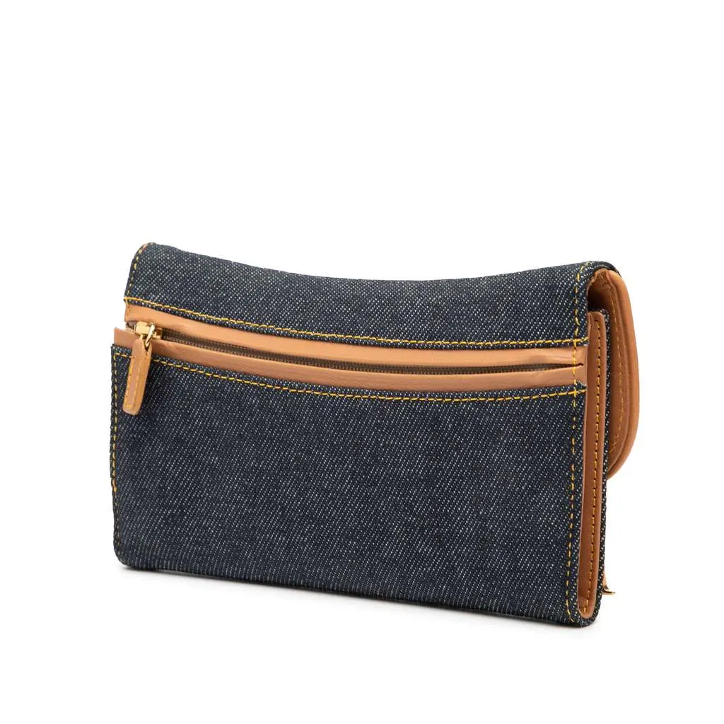 Dior Denim Saddle Trifold Continental Wallet Blue Denim Very good - Back View