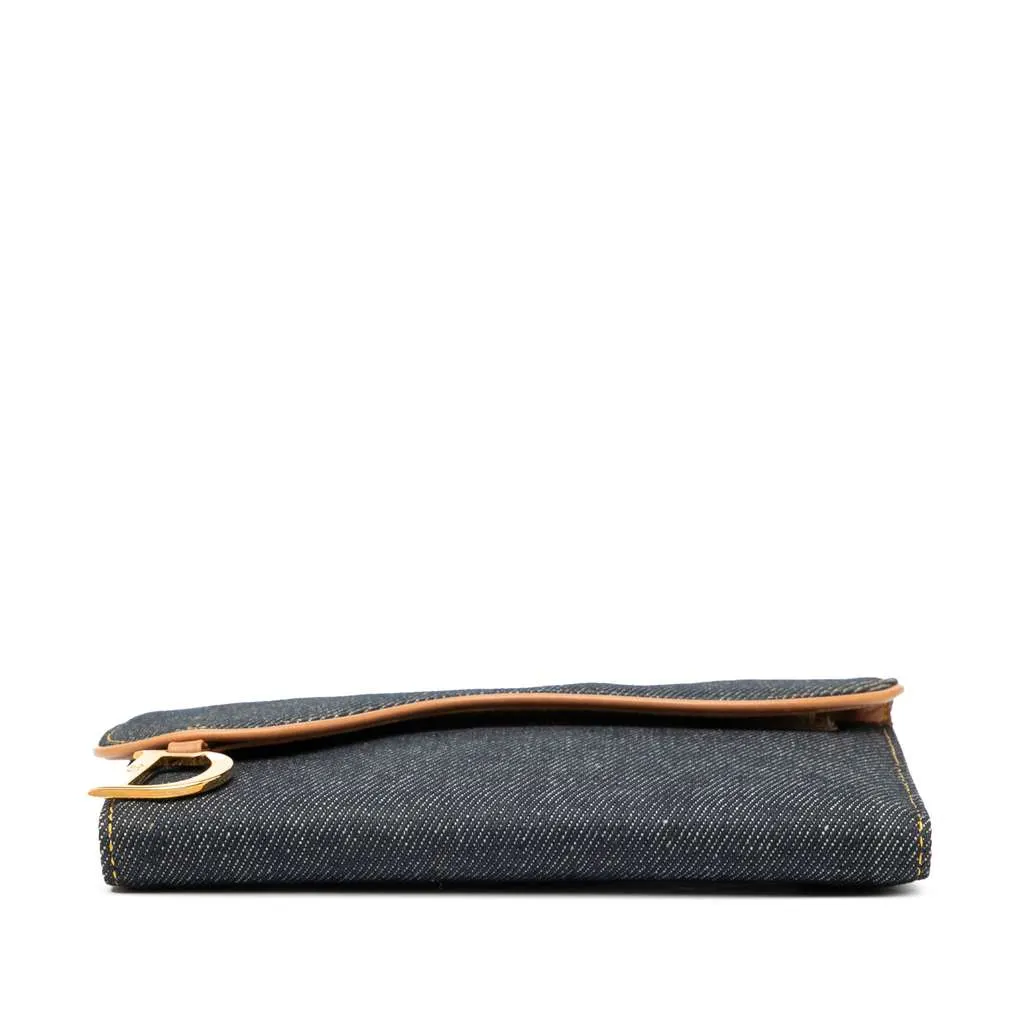 Dior Denim Saddle Trifold Continental Wallet Blue Denim Very good - Inside View
