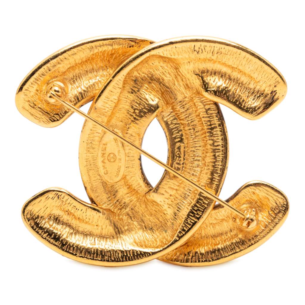 Chanel Gold Plated CC Quilted Brooch - 2
