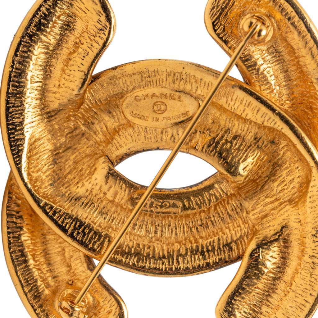 Chanel Gold Plated CC Quilted Brooch - 3