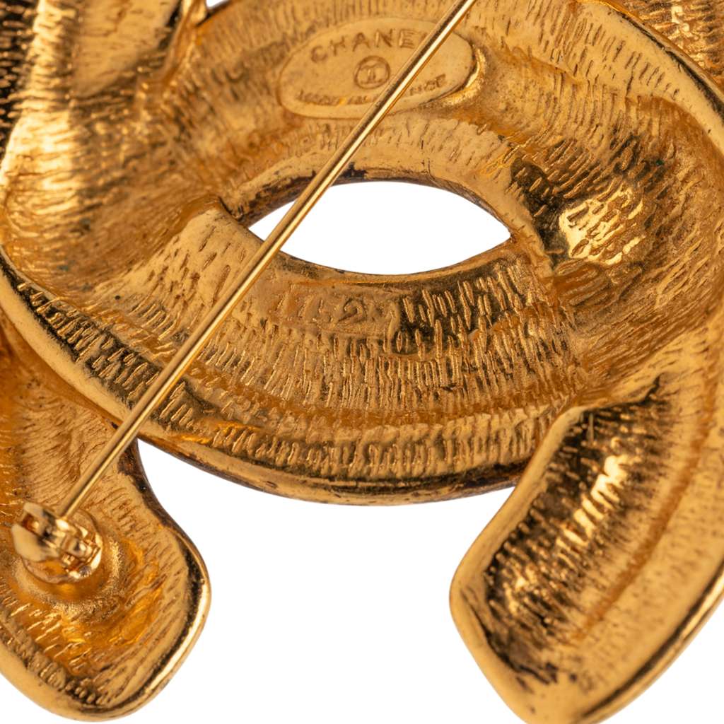 Chanel Gold Plated CC Quilted Brooch - 4