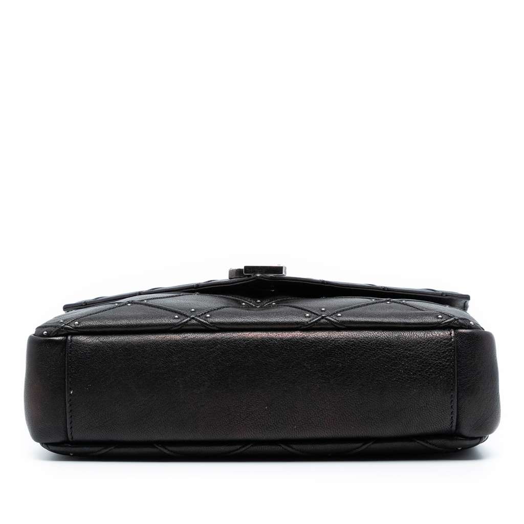 Saint Laurent Medium Quilted Diamond Iridescent Calfskin Monogram Studded College Satchel - 3