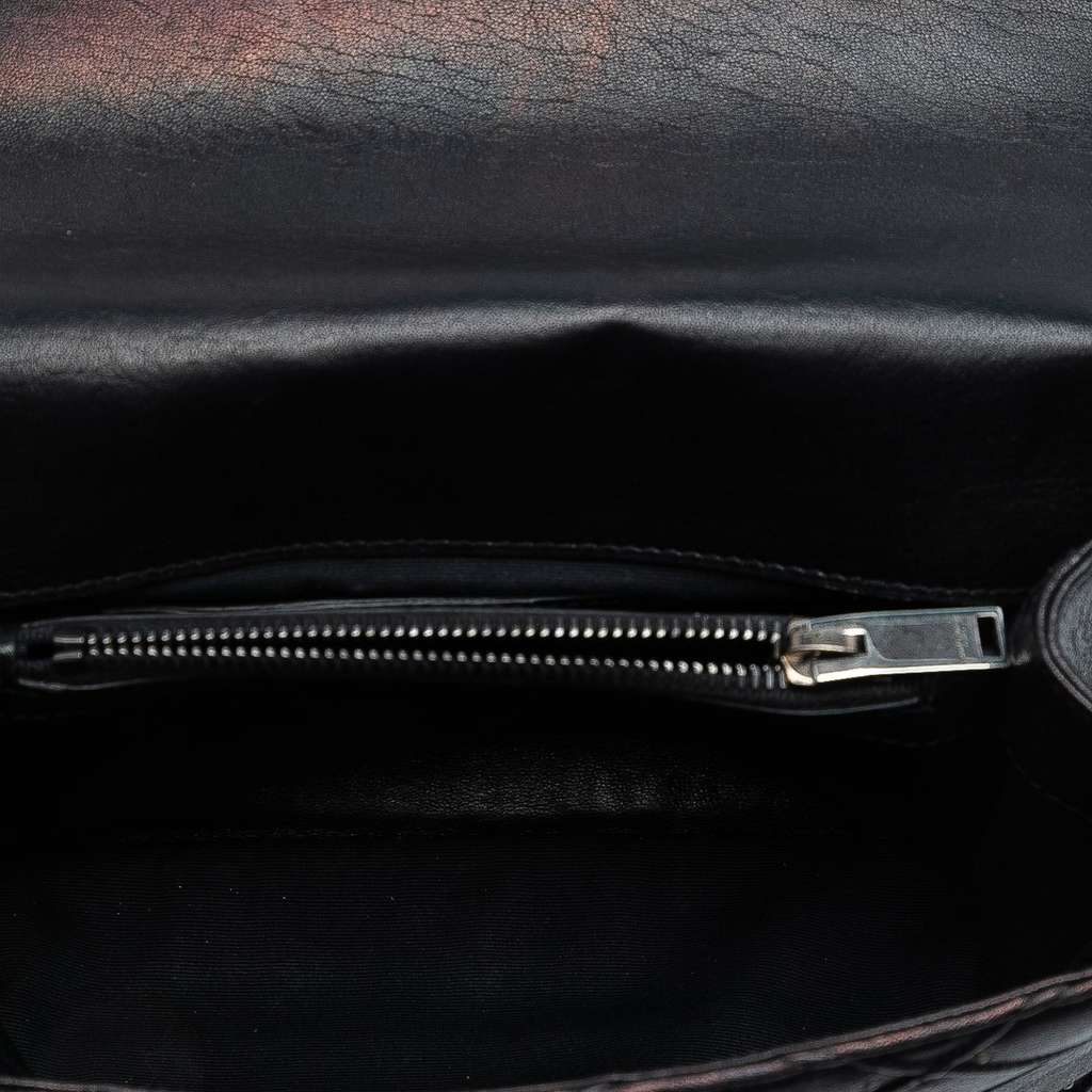 Saint Laurent Medium Quilted Diamond Iridescent Calfskin Monogram Studded College Satchel - 4