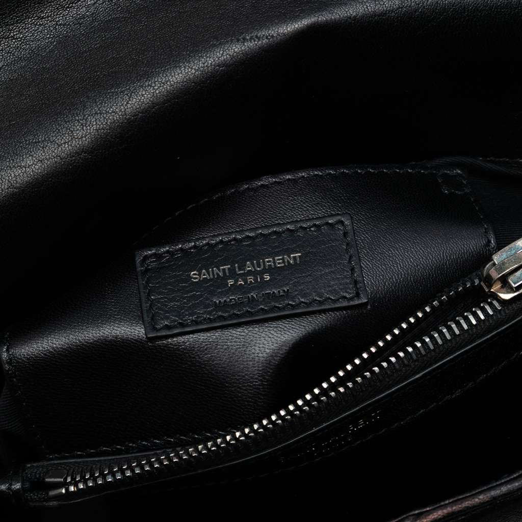 Saint Laurent Medium Quilted Diamond Iridescent Calfskin Monogram Studded College Satchel - 5