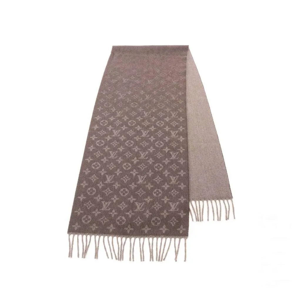 Louis Vuitton Monogram Gradient Hazelnut Scarf Brown Wool Good - Back View