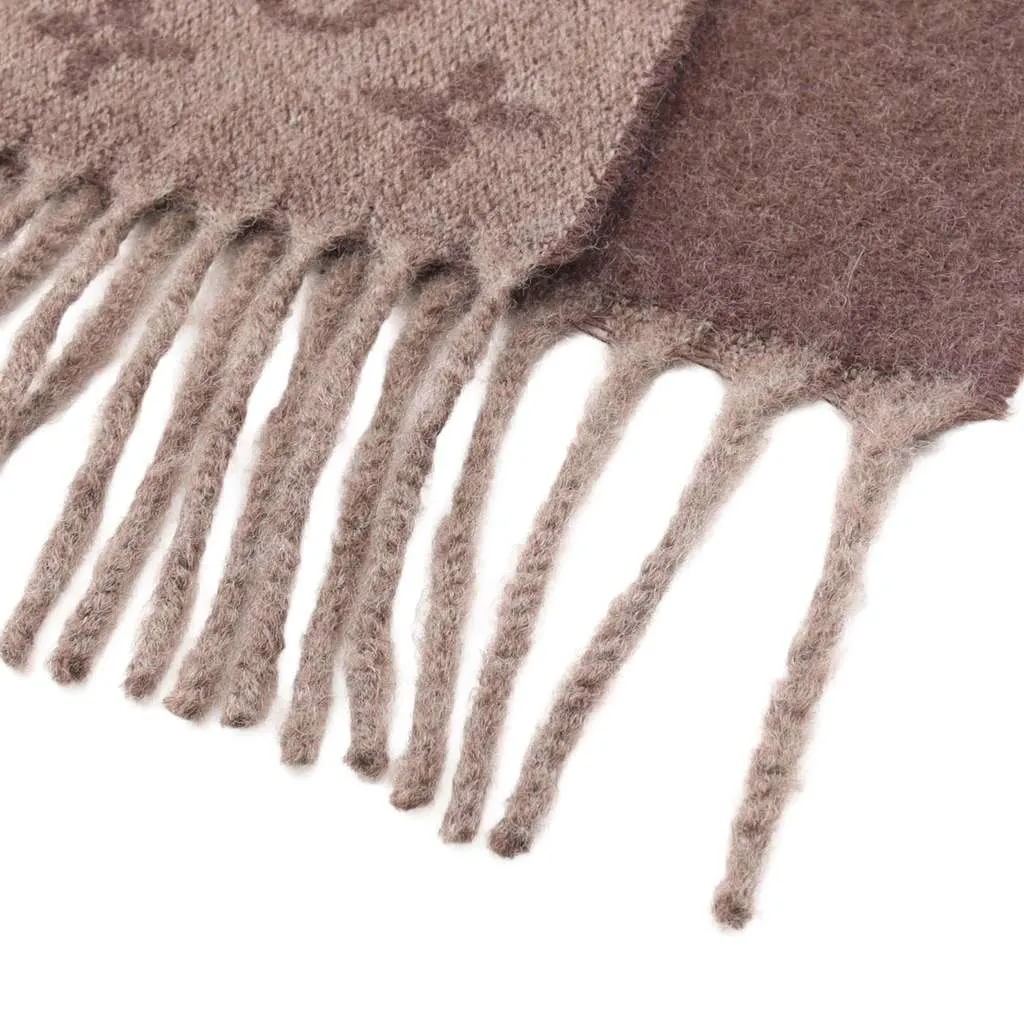 Louis Vuitton Monogram Gradient Hazelnut Scarf Brown Wool Good - Model View