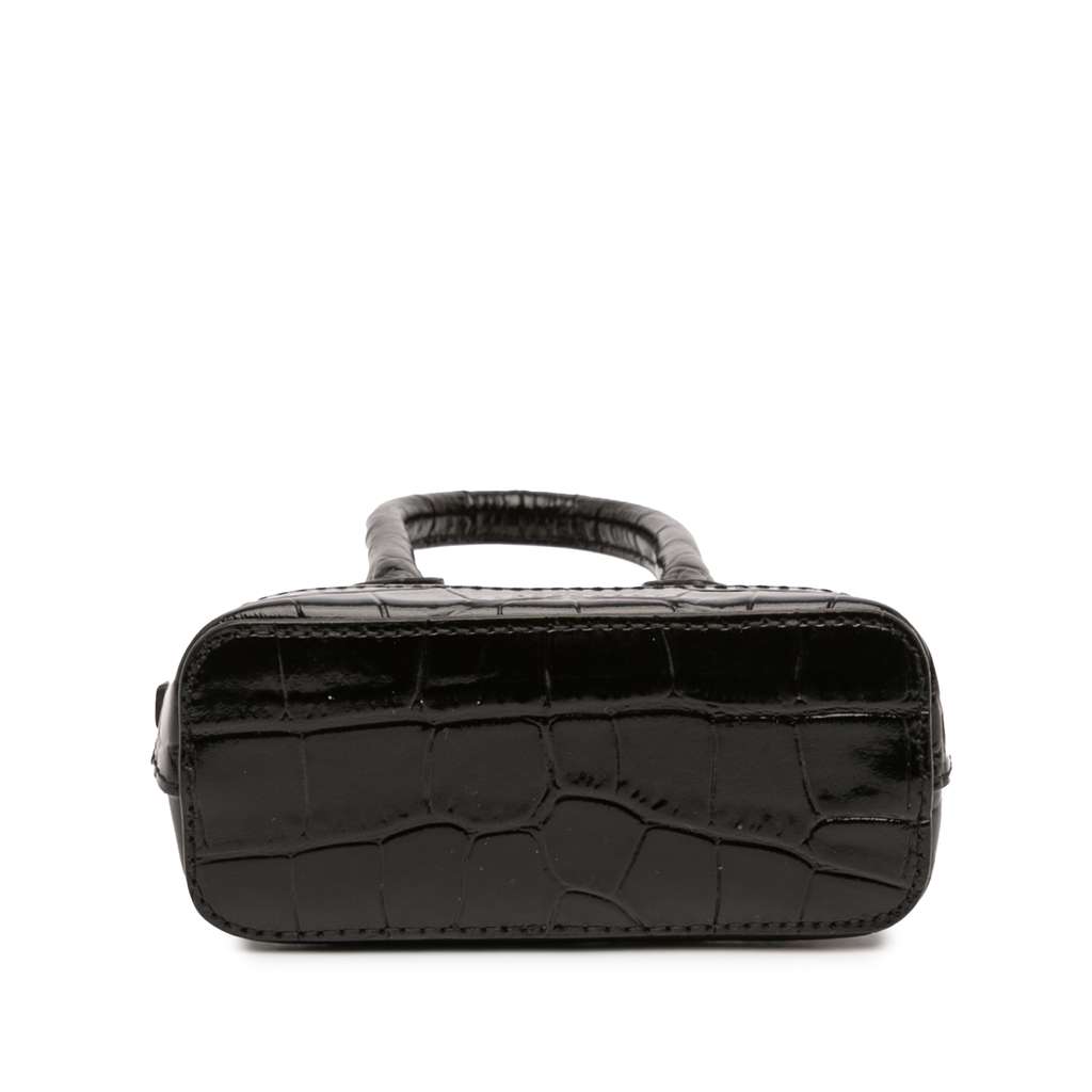 Balenciaga Mini Crocodile Embossed Calfskin Ville Satchel - 3