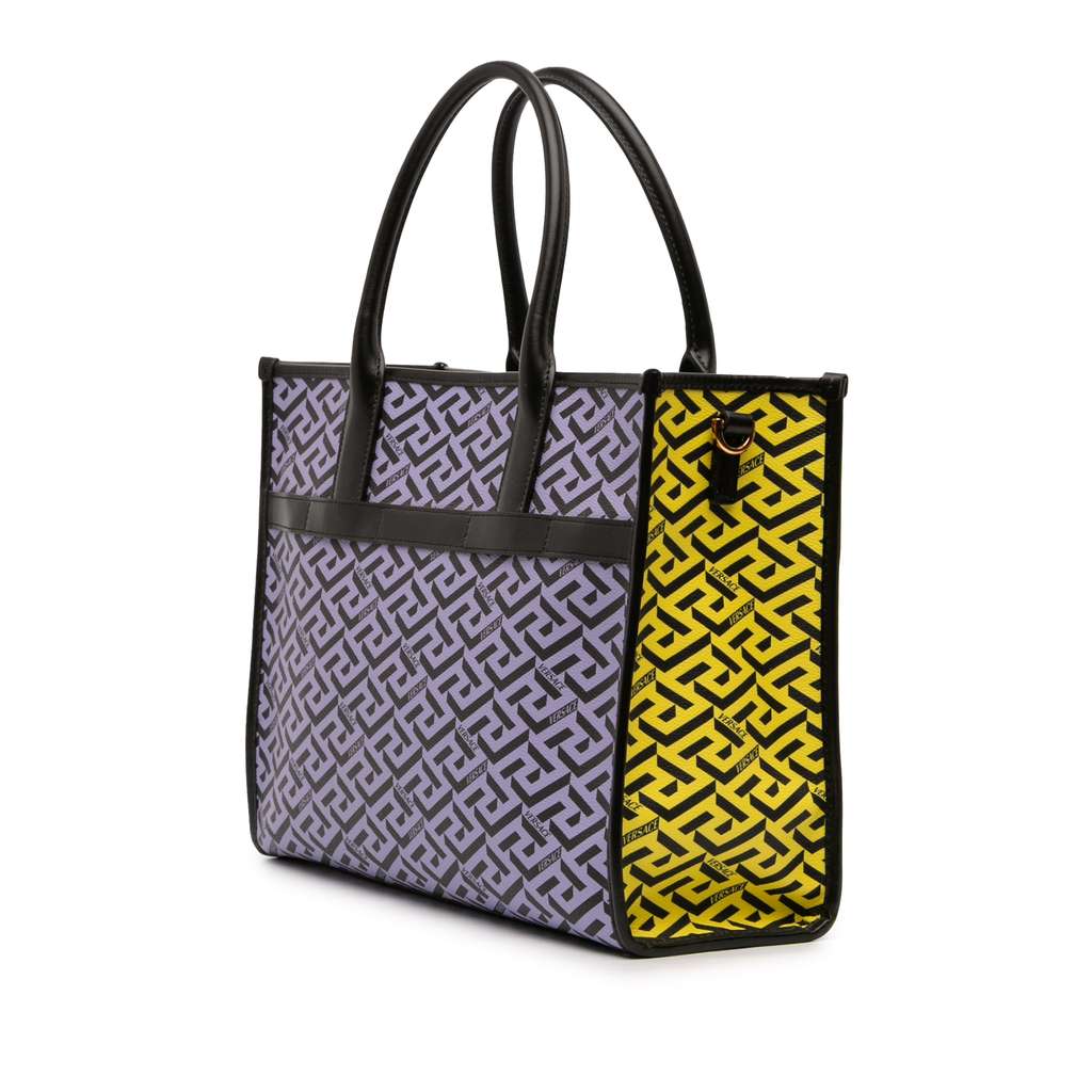 Versace Multicolor Coated Canvas La Greca Tote - 2