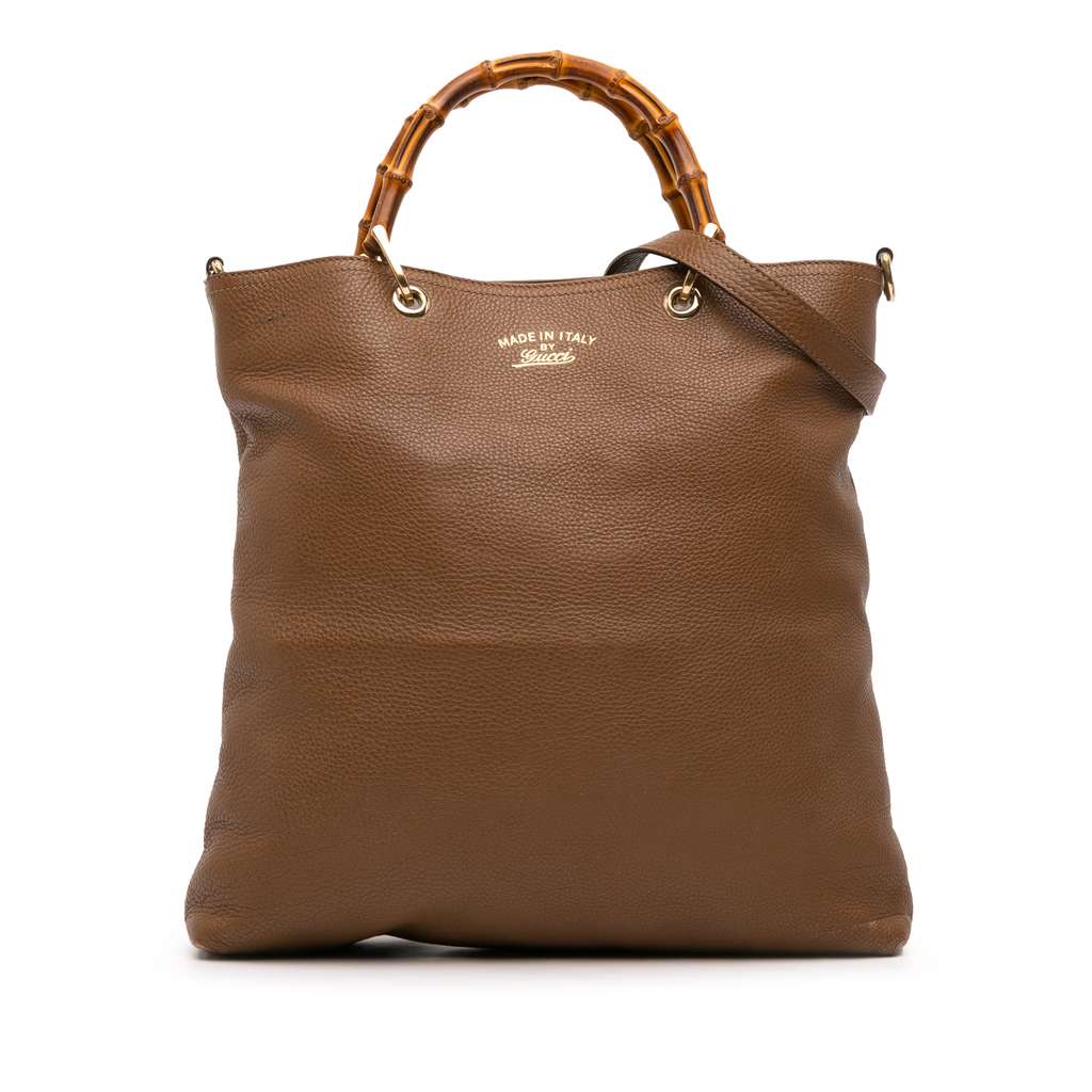 Gucci Tall Leather Bamboo Shopper Tote