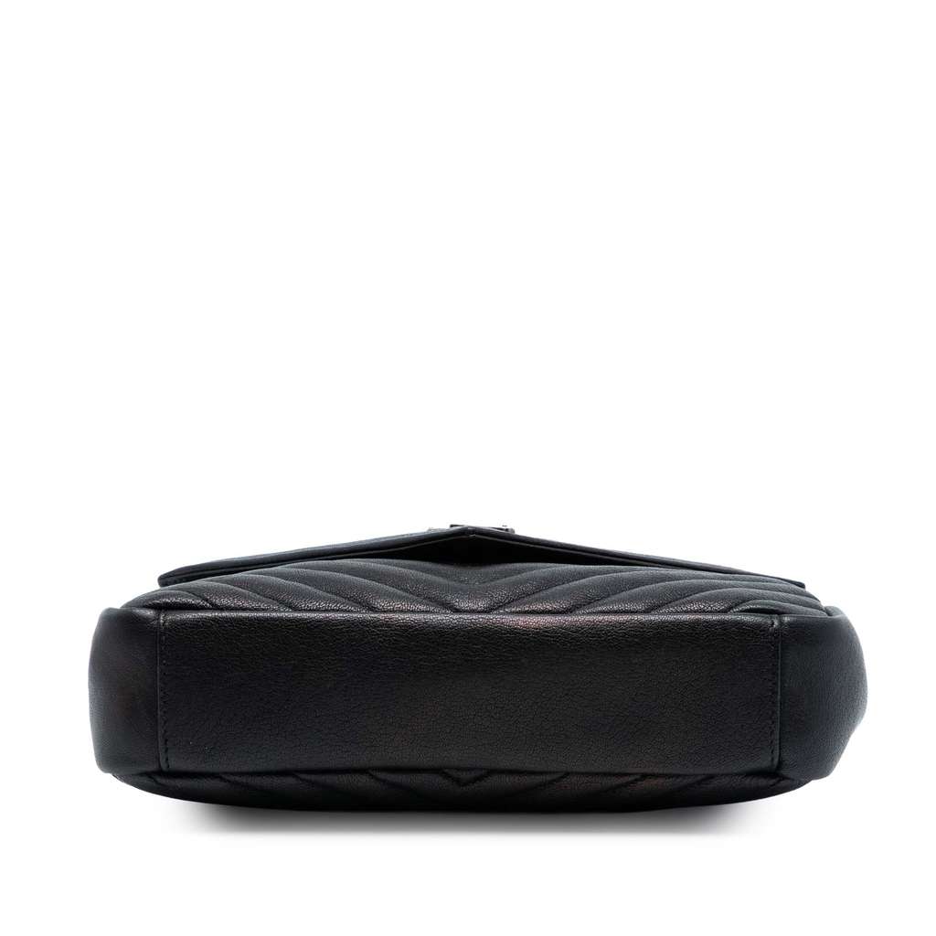 Saint Laurent Medium Chevron Sheepskin Monogram College Satchel - 3