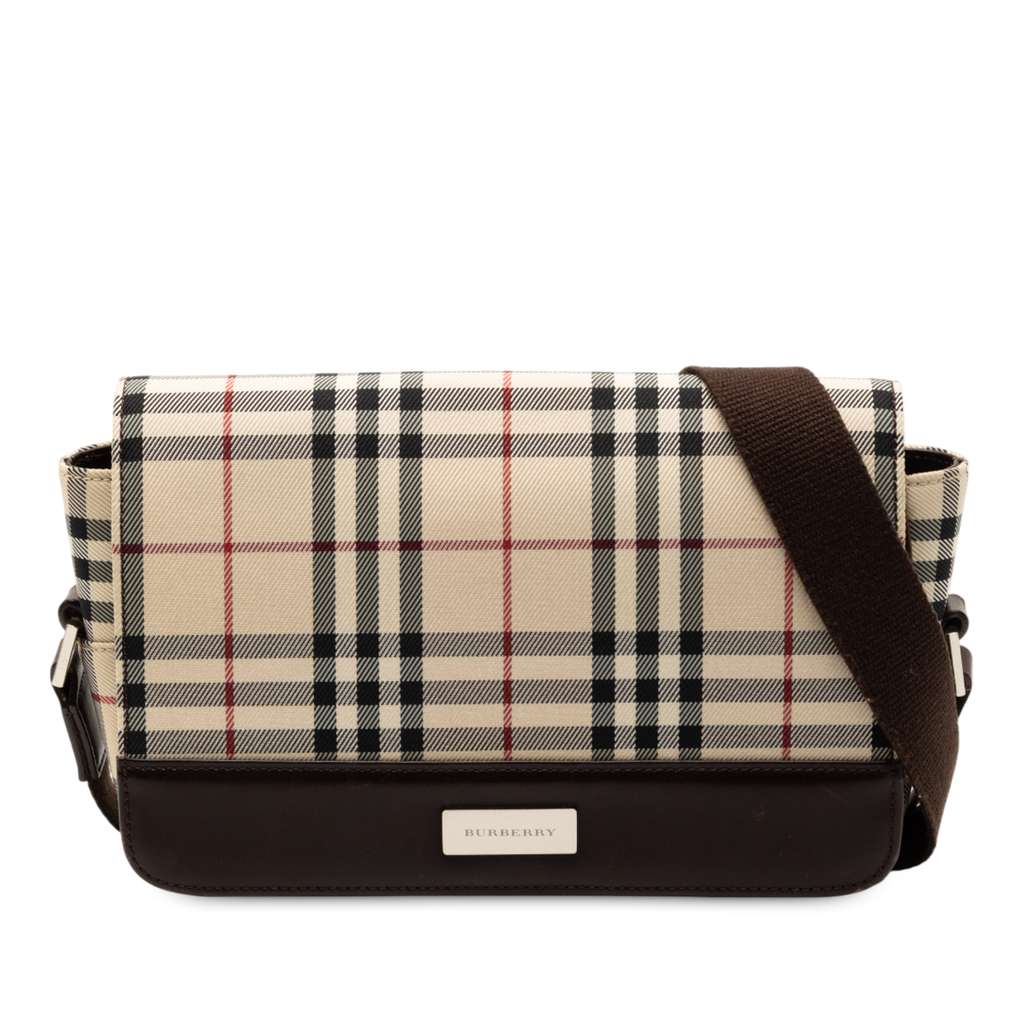 Burberry House Check Canvas Flap Crossbody