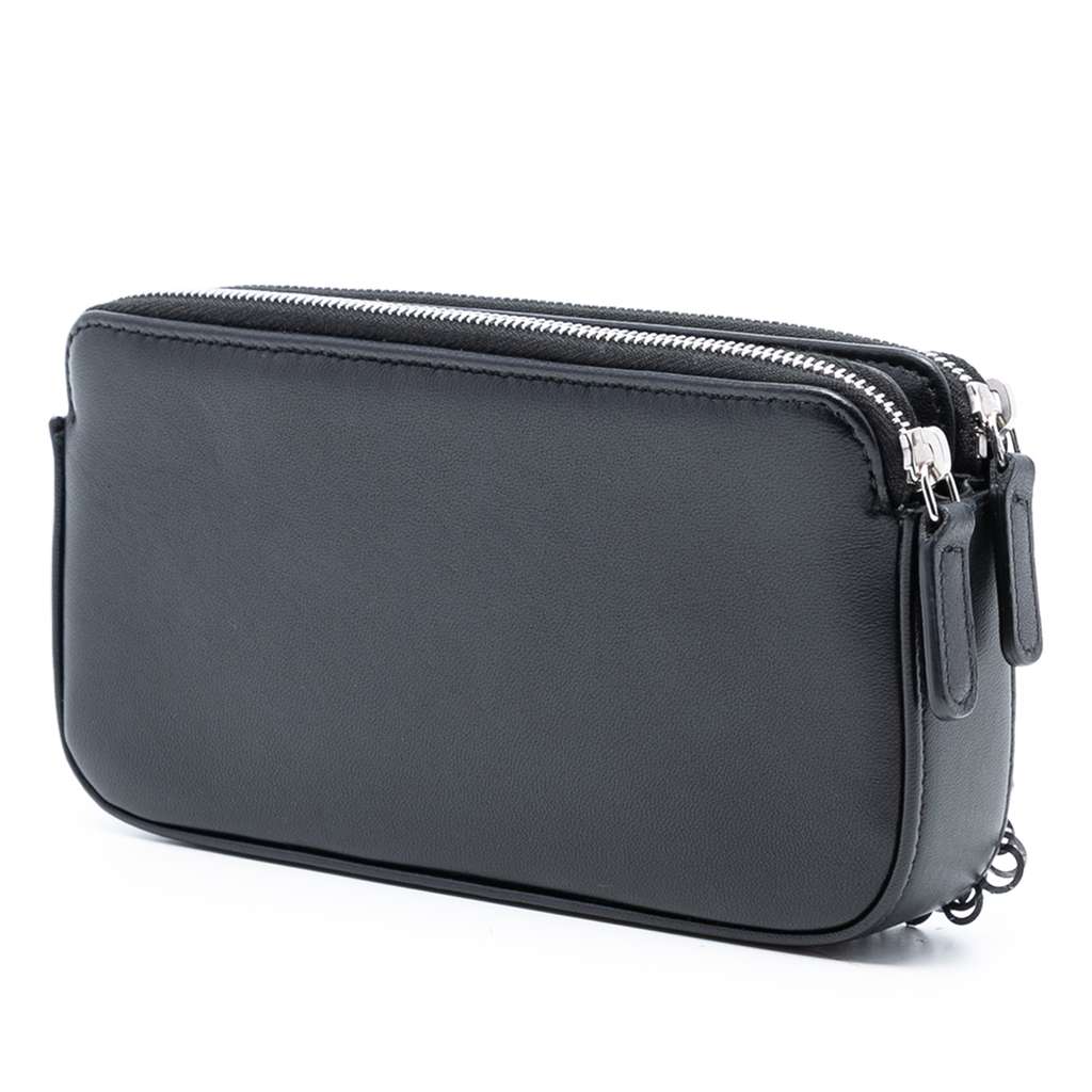 Chanel CC Calfskin and Sequin Double Zip Wallet on Chain - 2