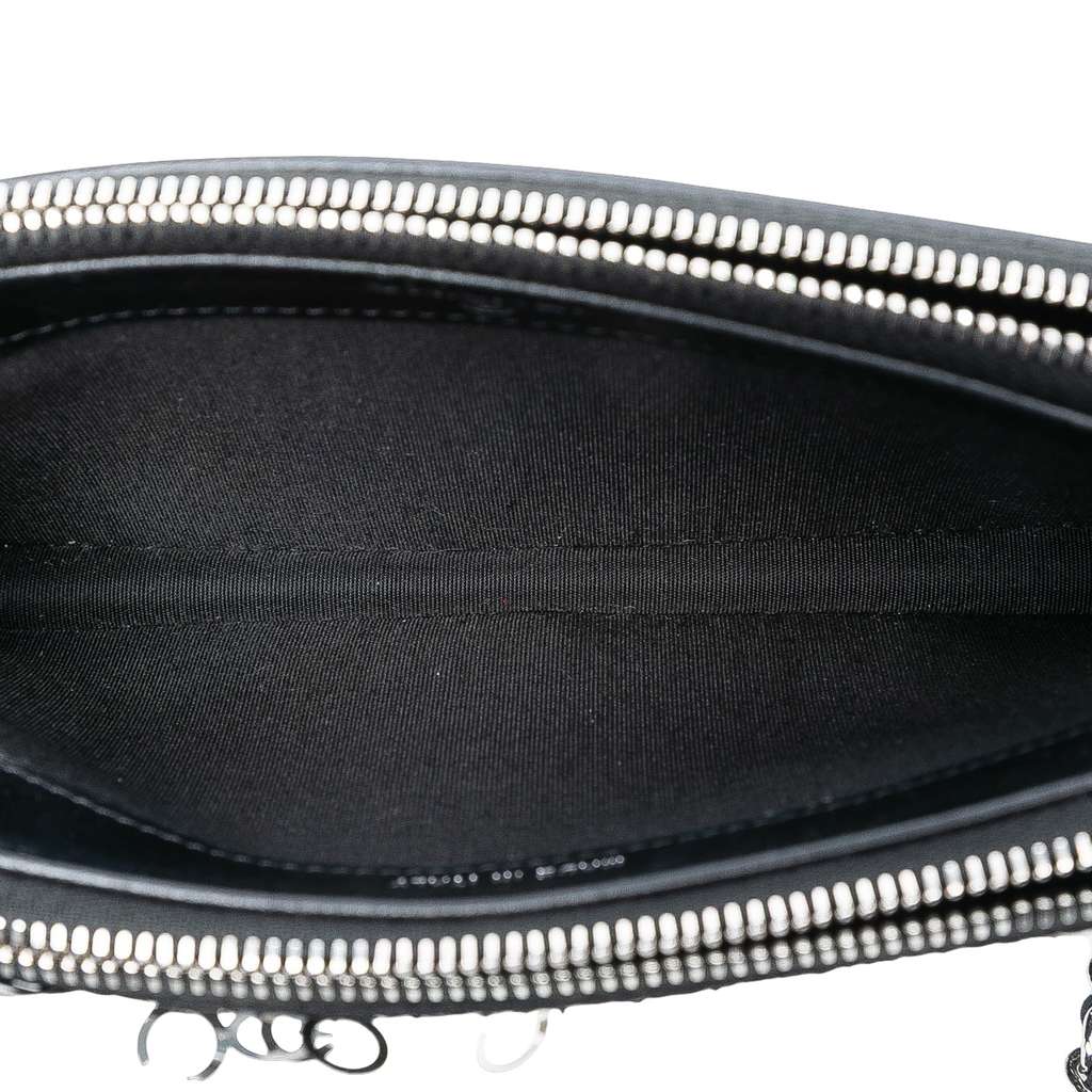 Chanel CC Calfskin and Sequin Double Zip Wallet on Chain - 4