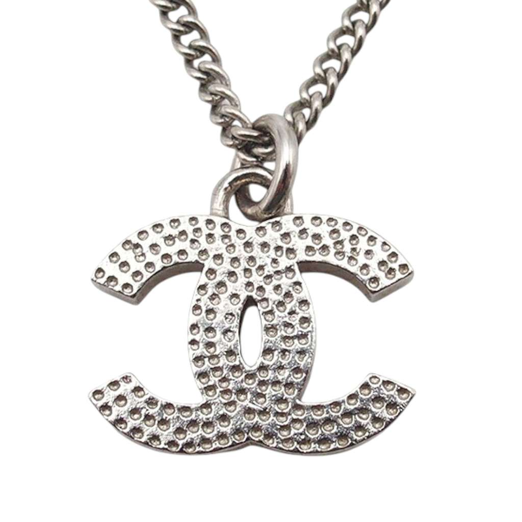 Chanel Silver Plated CC Rhinestone Pendant Necklace - 3