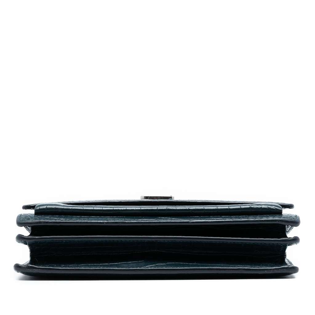 Saint Laurent Medium Croc Embossed Calfskin Sunset Flap Crossbody - 3