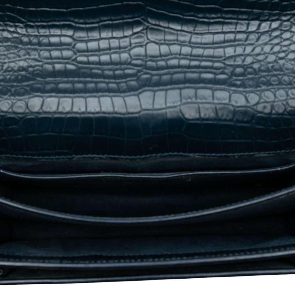 Saint Laurent Medium Croc Embossed Calfskin Sunset Flap Crossbody - 4