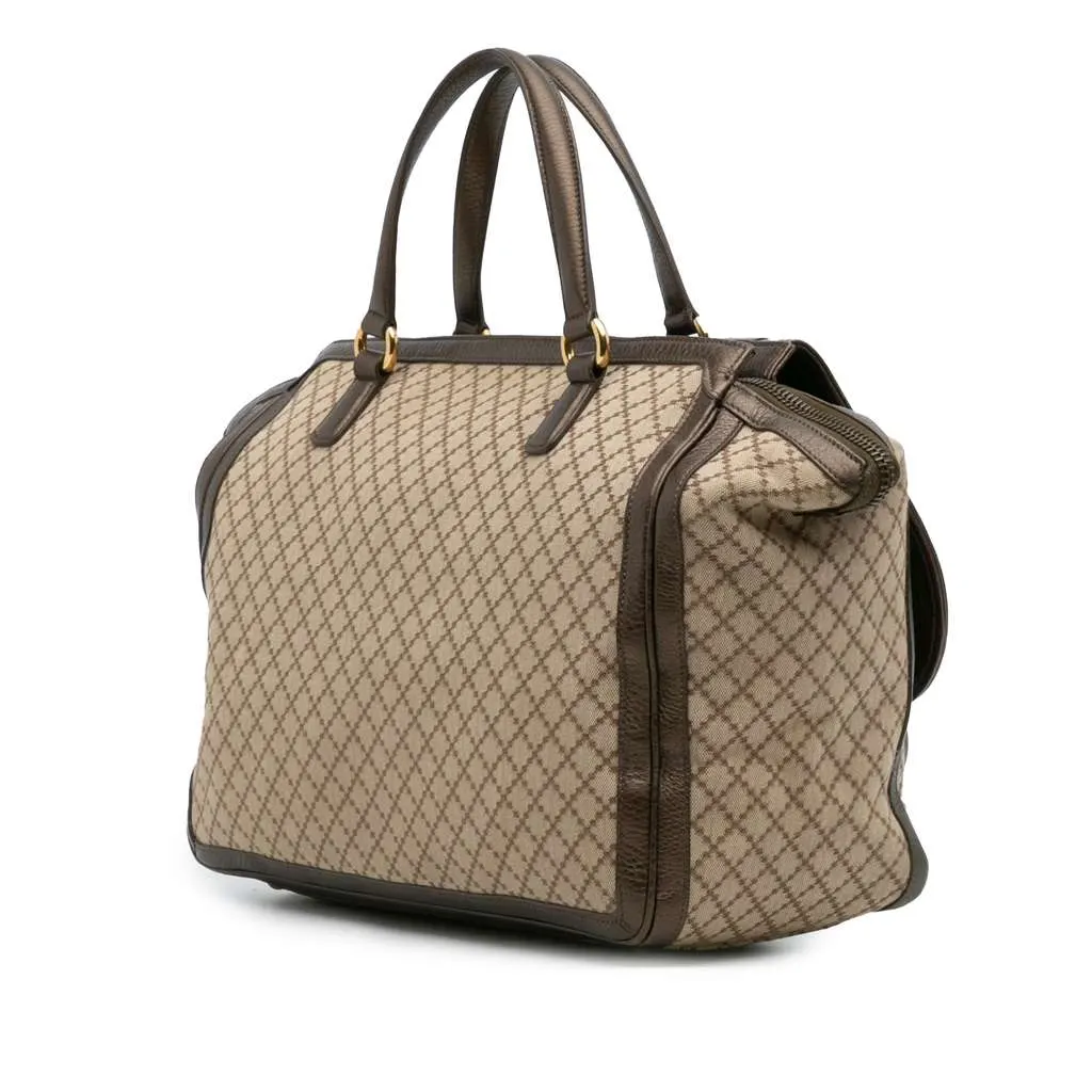 Gucci Medium Diamante Canvas 1973 Handbag Brown Canvas Good - Back View