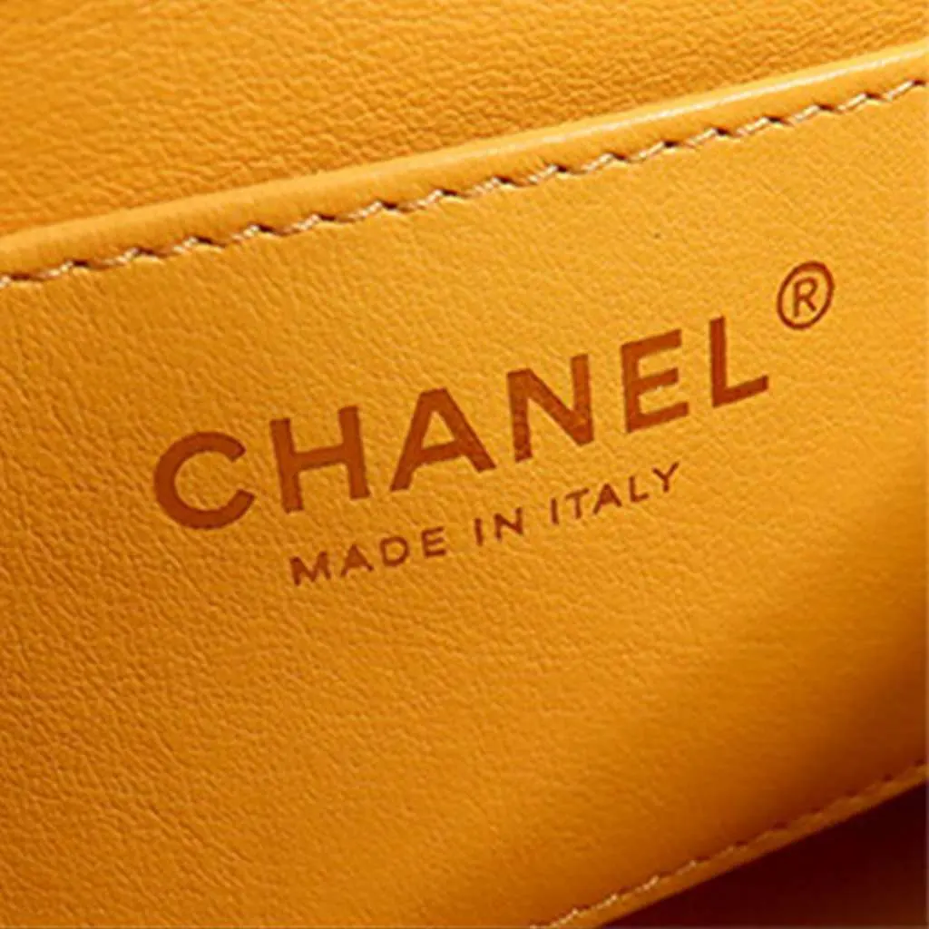 Chanel Mini Square Lambskin Wenge Wood Flap Yellow Leather Good - Box View