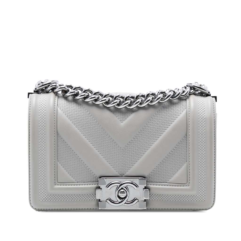 Chanel Small Chevron Stitched Calfskin Boy Flap