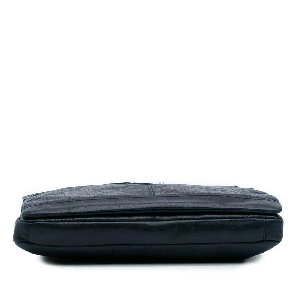 Balenciaga Lambskin Motocross Classic Briefcase Blue Leather Good - Inside View
