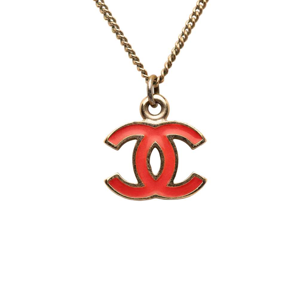 Chanel CC Gold Plated Enamel Pendant Necklace - 4