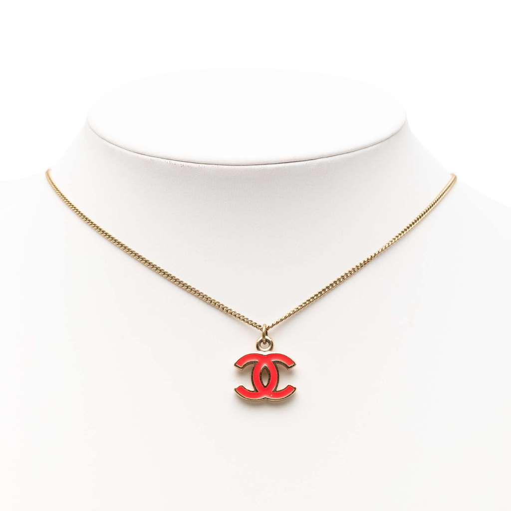 Chanel CC Gold Plated Enamel Pendant Necklace - 5