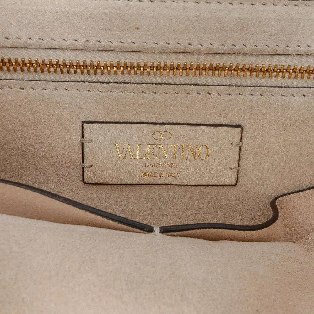 Valentino Large Grained Calfskin Roman Stud Satchel White Leather Good - Box View