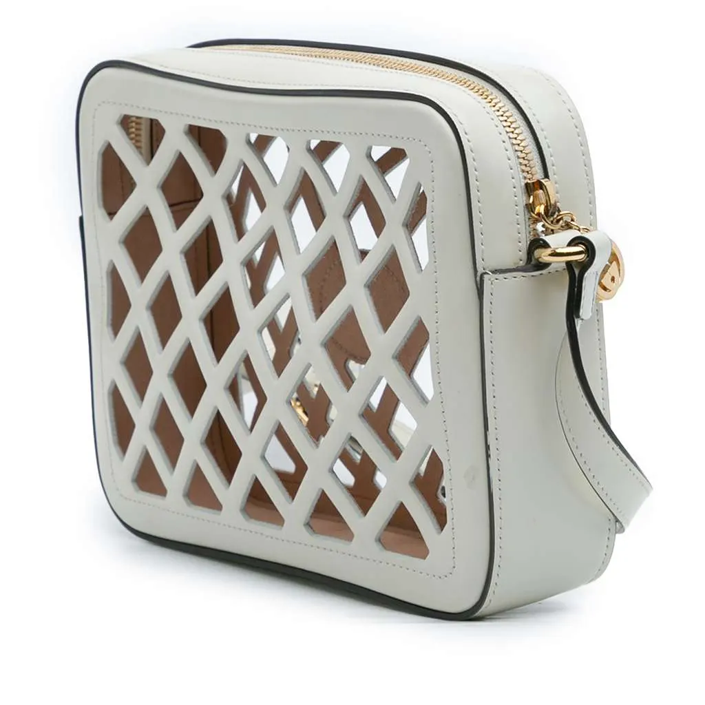 Gucci Cutout Leather and Flora Canvas Infinity Crossbody White Leather Very good - Back View