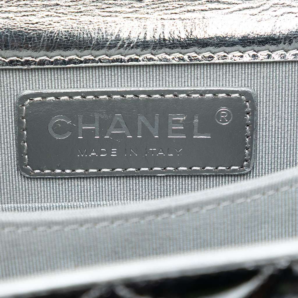 Chanel Quilted Metallic Calfskin North South Boy Flap - 5
