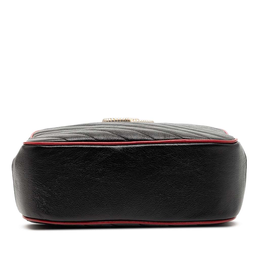 Gucci Small GG Marmont Matelasse Diagonal Leather Torchon Bamboo Satchel - 3