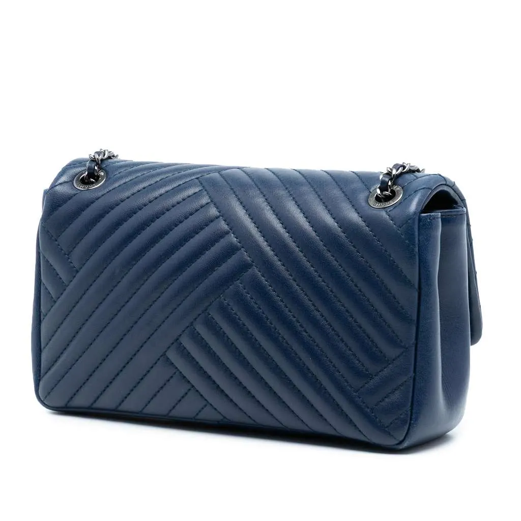 Chanel Small Lambskin CC Crossing Flap Blue Leather Very good - Back View