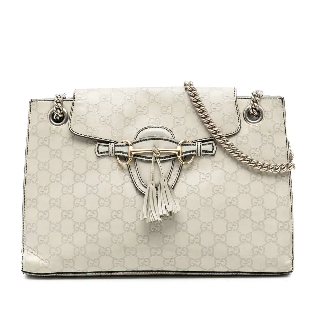 Gucci Large Guccissima Emily Shoulder Bag Brown Leather Very good - Front View