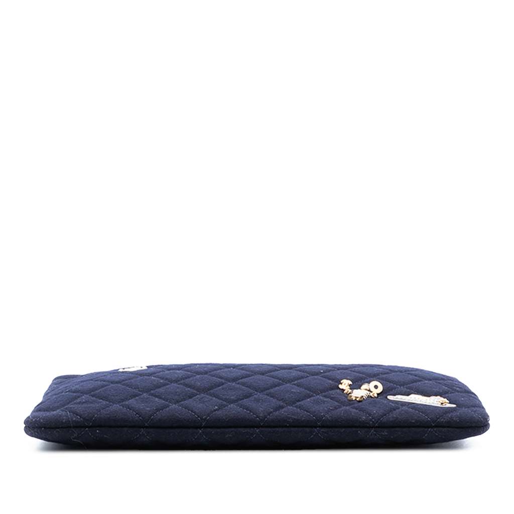 Chanel Paris Hamburg Medium Quilted Wool Coco Sailor Charms O Case Clutch - 3