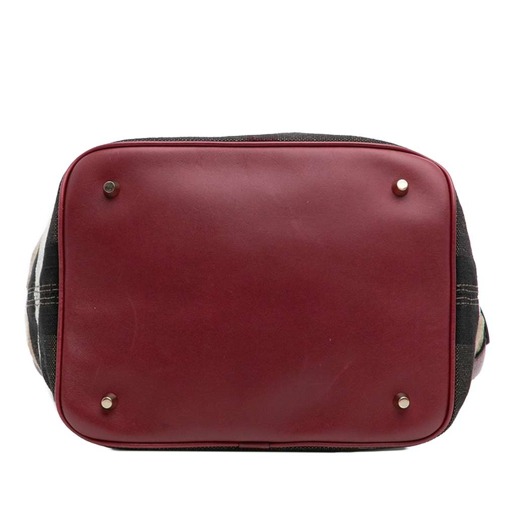 Burberry Medium Mega Check Canvas and Grained Calfskin Ashby Tassel Bucket Bag - 3