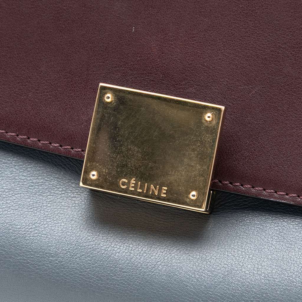 Celine Medium Tricolor Calfskin and Suede Trapeze Satchel - 5