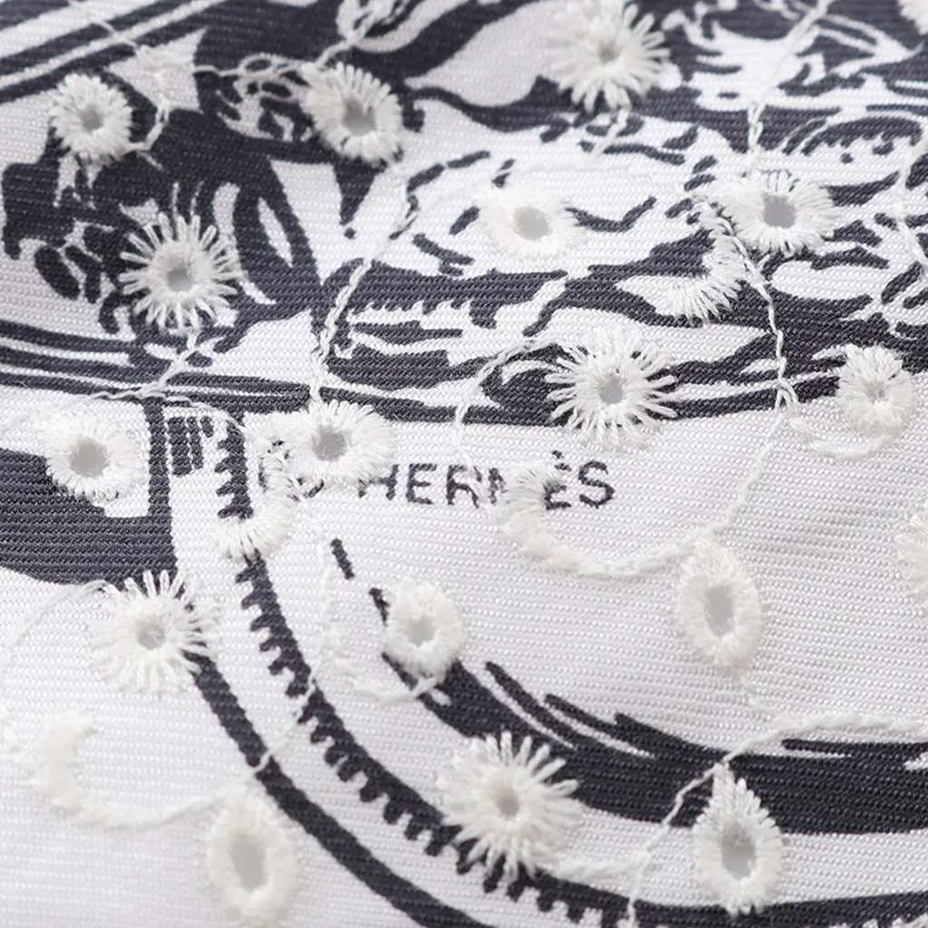 Hermès Brides de Gala Broderie Anglaise Silk Scarf 70 White Silk Very good - Back View