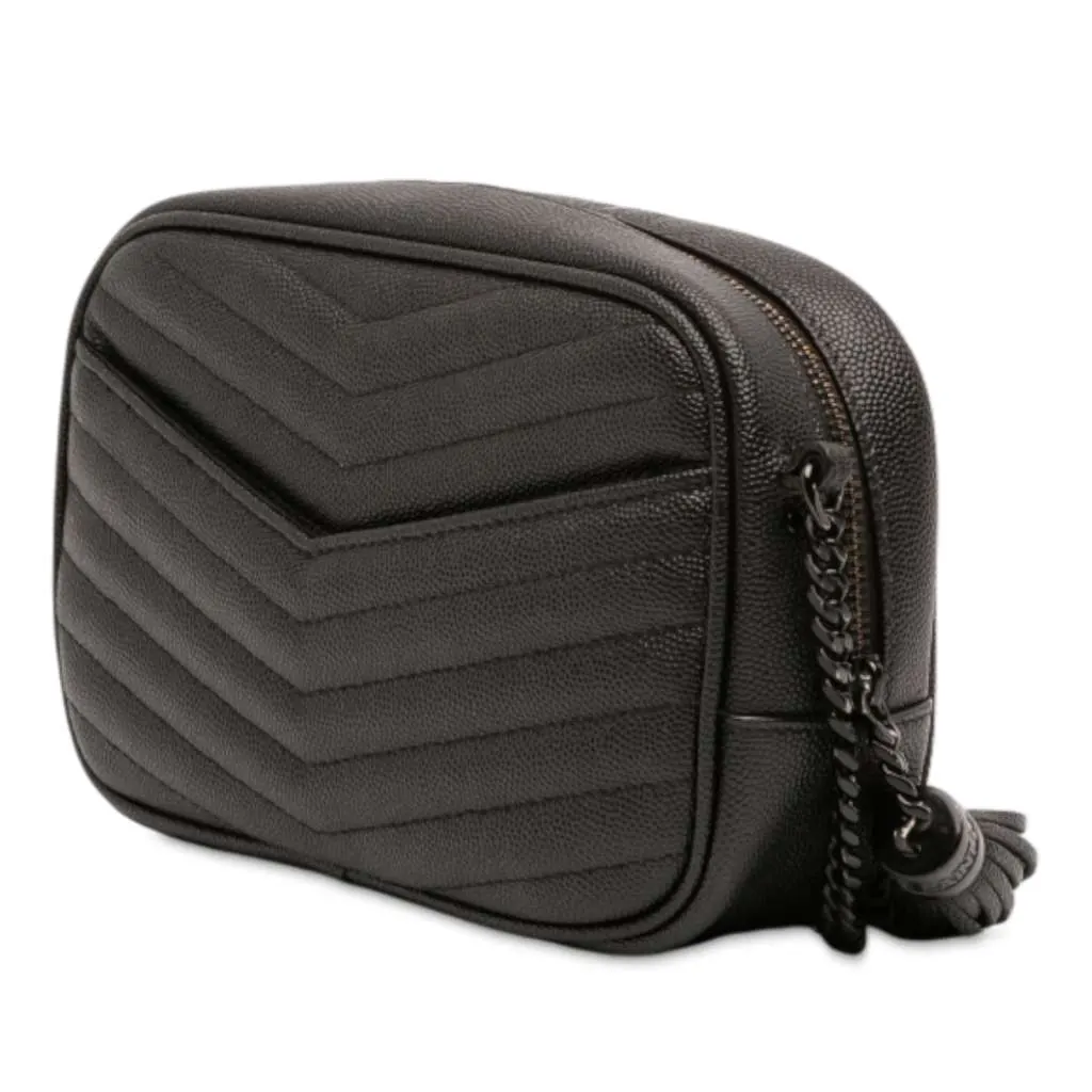 Saint Laurent Mini Grain de Poudre Monogram Monochrome Lou Camera Bag Black Leather Good - Back View