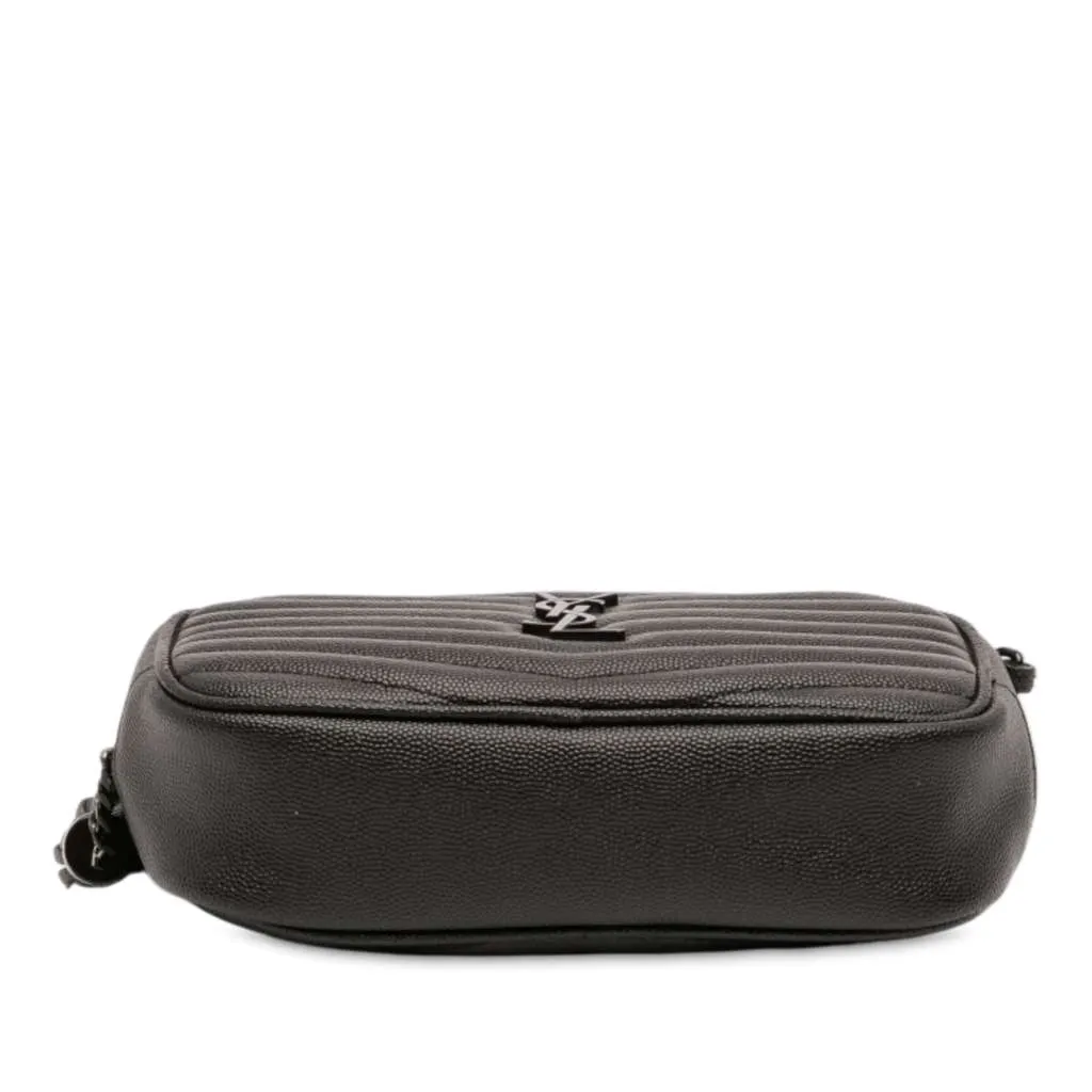 Saint Laurent Mini Grain de Poudre Monogram Monochrome Lou Camera Bag Black Leather Good - Inside View