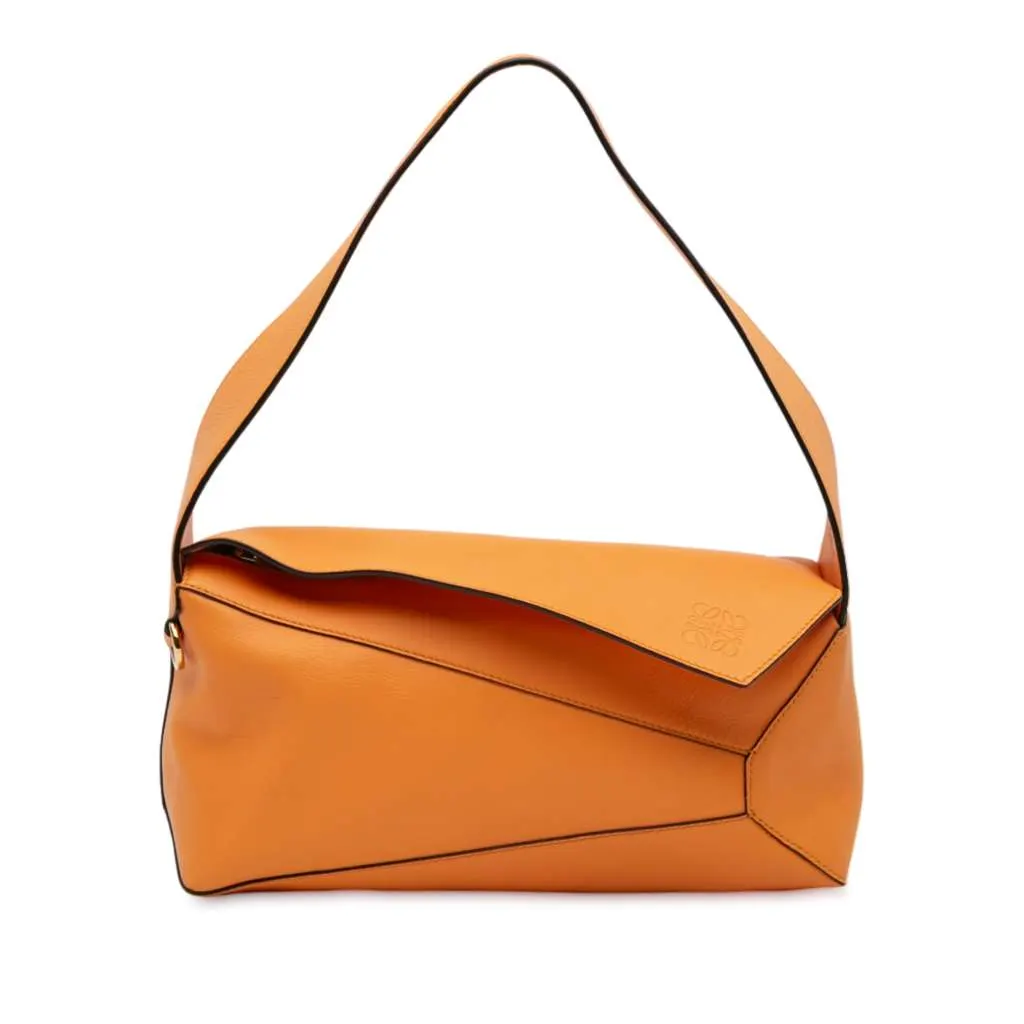Loewe Calfskin Puzzle Hobo Orange Leather Very good - Front View