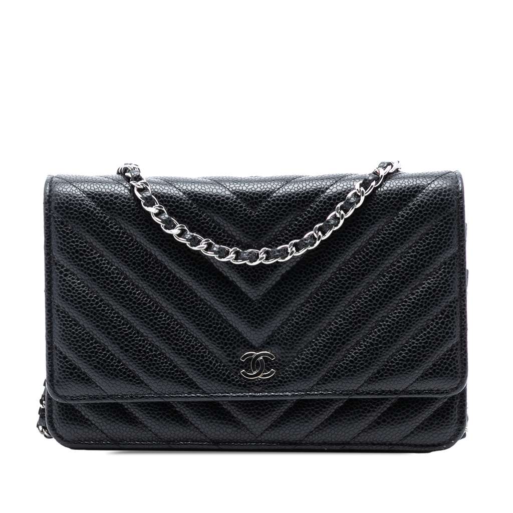 Chanel CC Chevron Caviar Wallet On Chain