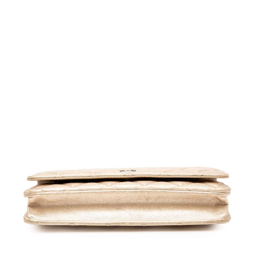 Chanel CC Quilted Metallic Lambskin Wallet on Chain - 3