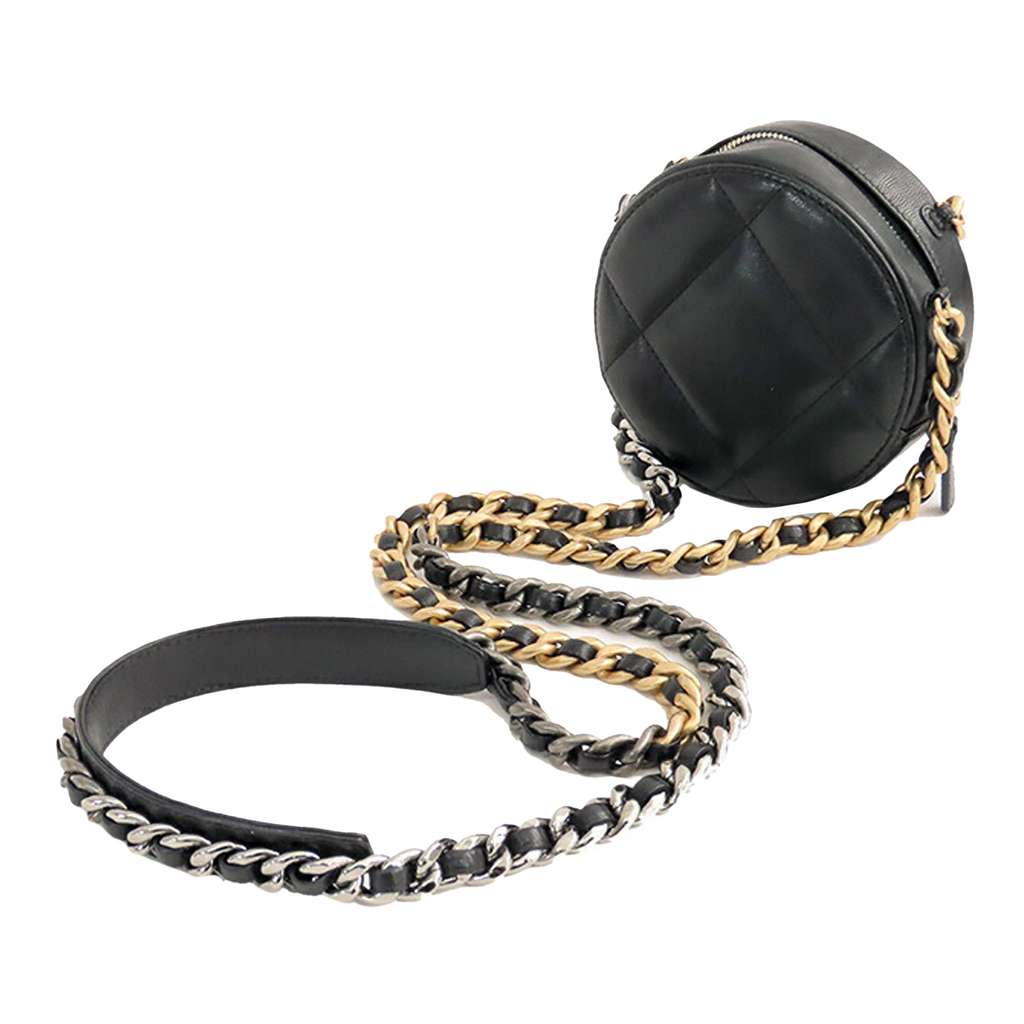 Chanel Quilted Lambskin 19 Round Clutch with Strap - 2