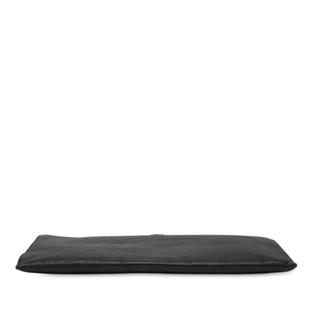 Saint Laurent Croc Embossed Leather Monogram Clutch - 3