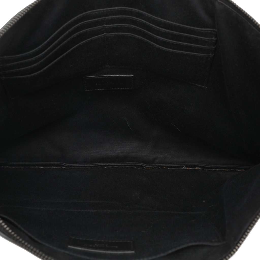 Saint Laurent Croc Embossed Leather Monogram Clutch - 4