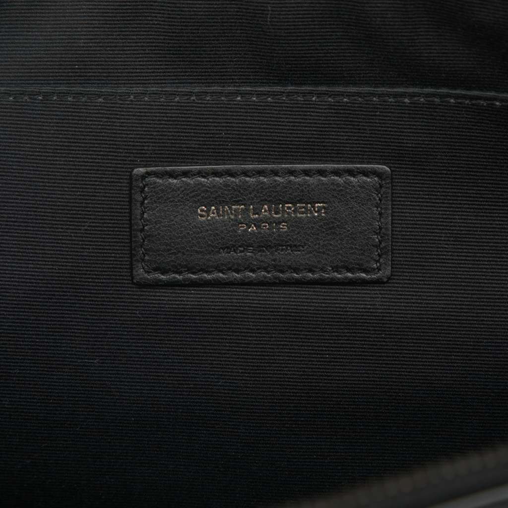 Saint Laurent Croc Embossed Leather Monogram Clutch - 5