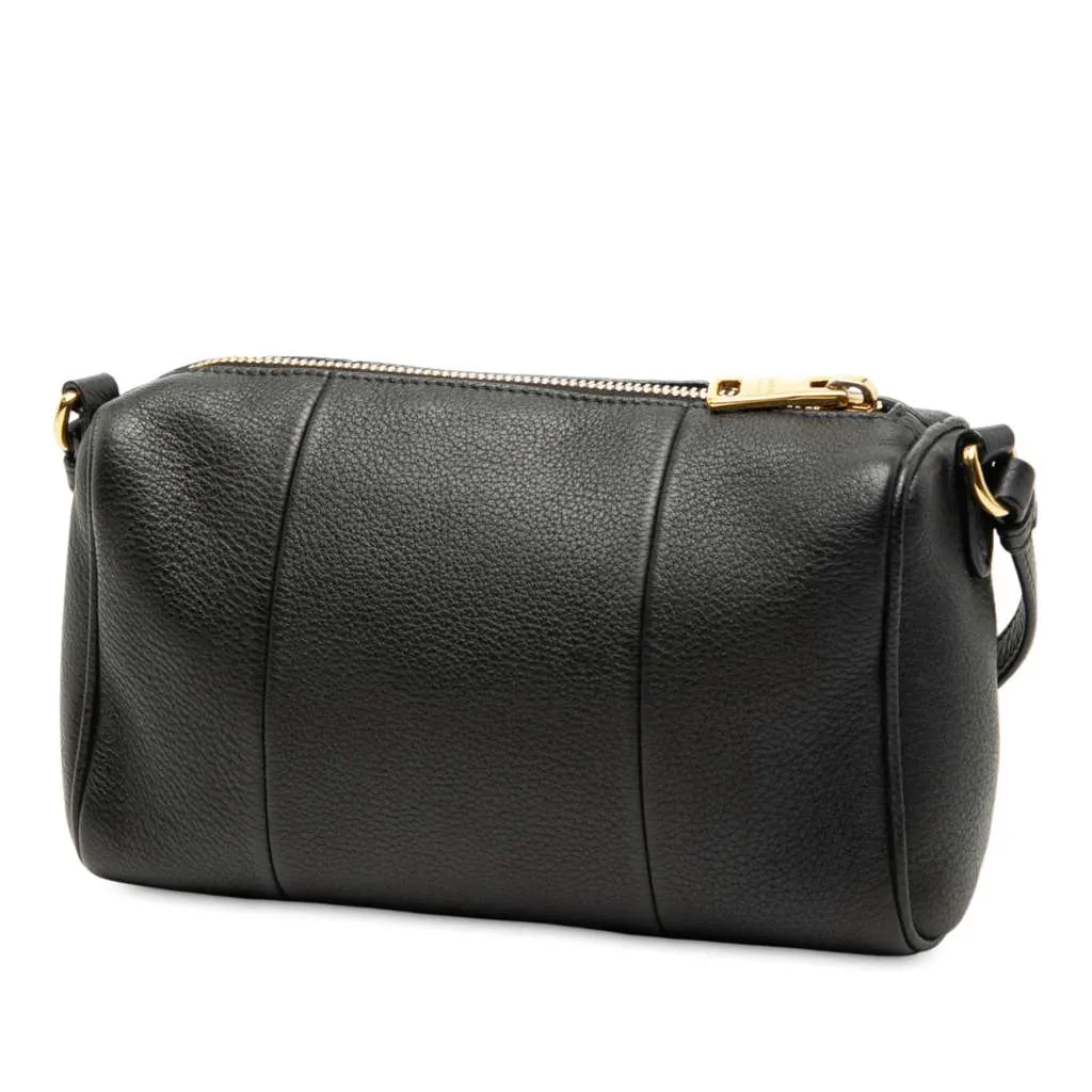 Prada Mini Vitello Phenix Crossbody Black Leather Good - Back View