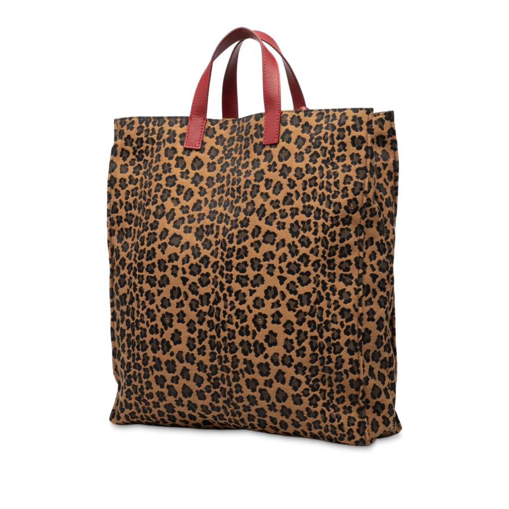 Fendi Leopard Printed Canvas Shopping Tote - 2
