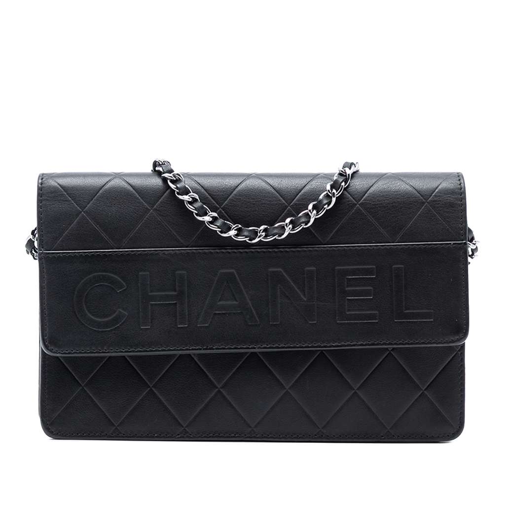 Chanel Quilted Lambskin Embossed LAX Wallet On Chain