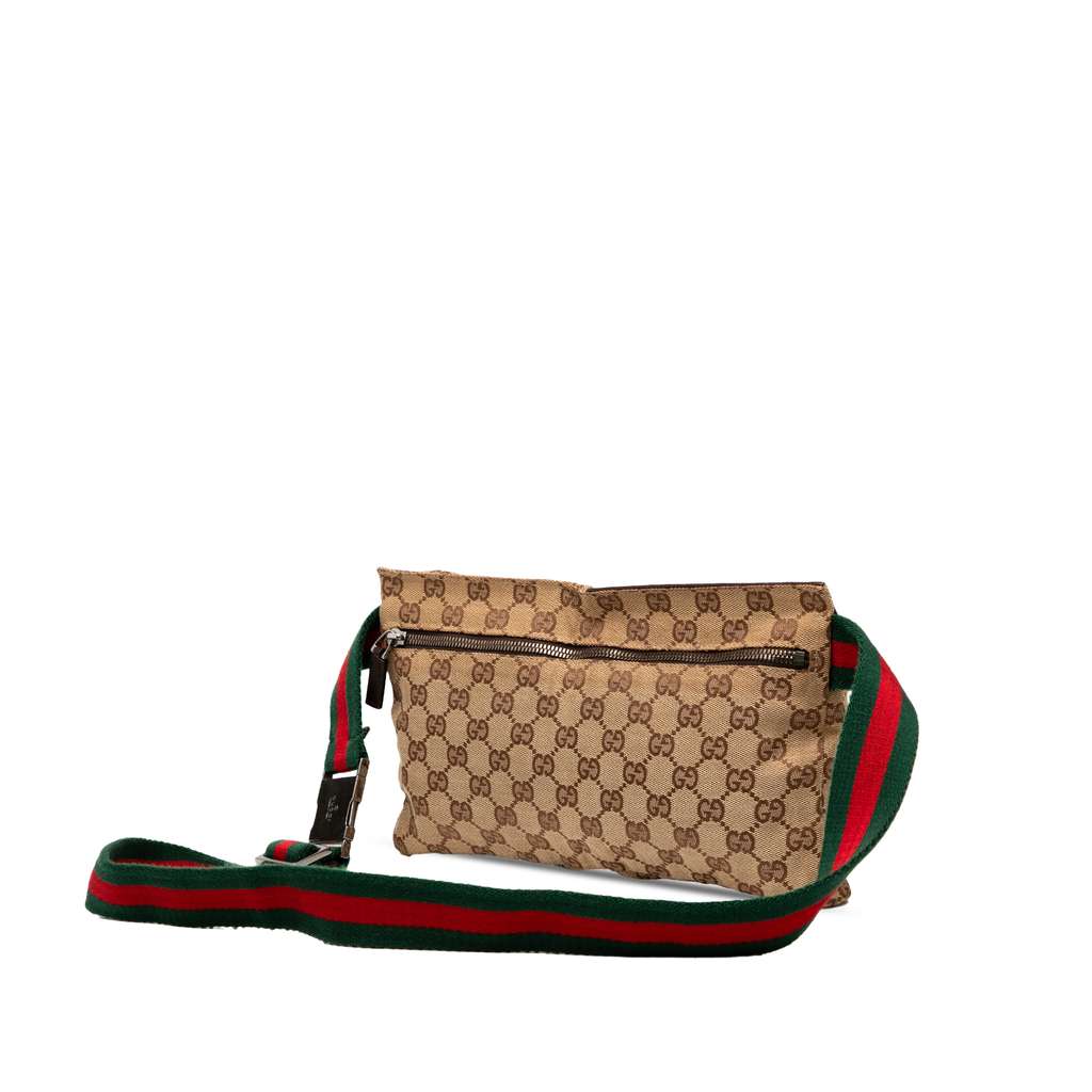 Gucci GG Canvas Web Double Pocket Belt Bag - 2