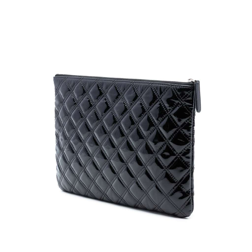 Chanel Medium Quilted Patent Double Stitch O Case Clutch - 2